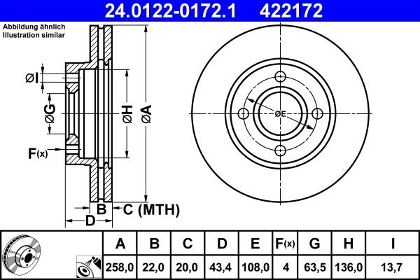ATE 24.0122-0172.1 - Тормозной диск avtokuzovplus.com.ua