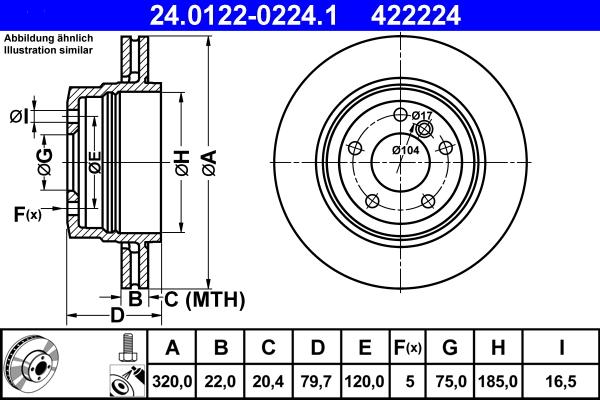 ATE 24.0122-0224.1 - Тормозной диск avtokuzovplus.com.ua