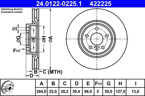 ATE 24.0122-0225.1 - Тормозной диск avtokuzovplus.com.ua