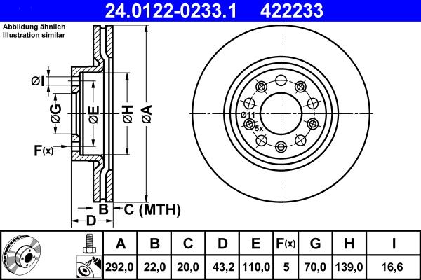 ATE 24.0122-0233.1 - Тормозной диск avtokuzovplus.com.ua