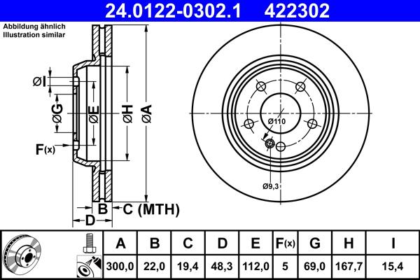 ATE 24.0122-0302.1 - Тормозной диск avtokuzovplus.com.ua
