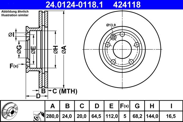 ATE 24.0124-0118.1 - Тормозной диск avtokuzovplus.com.ua