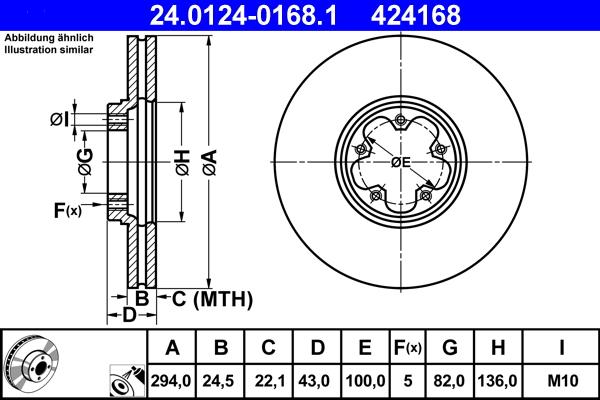 ATE 24.0124-0168.1 - Тормозной диск avtokuzovplus.com.ua