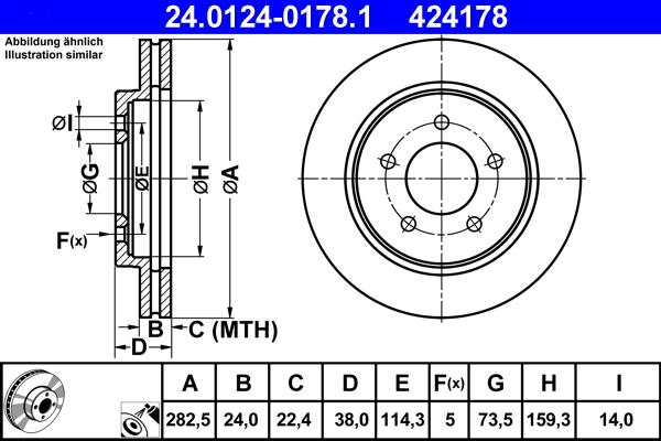 ATE 24.0124-0178.1 - Тормозной диск avtokuzovplus.com.ua