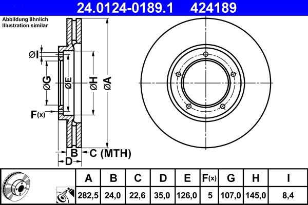 ATE 24.0124-0189.1 - Тормозной диск avtokuzovplus.com.ua