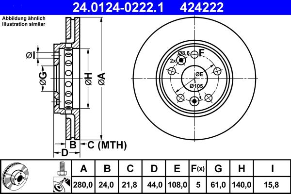 ATE 24.0124-0222.1 - Тормозной диск autodnr.net