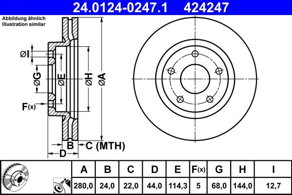 ATE 24.0124-0247.1 - Тормозной диск avtokuzovplus.com.ua