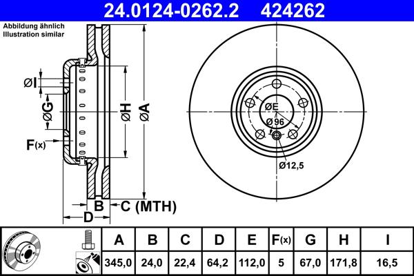 ATE 24.0124-0262.2 - Тормозной диск avtokuzovplus.com.ua