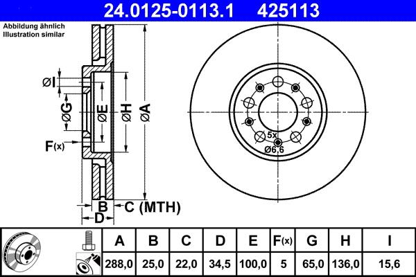 ATE 24.0125-0113.1 - Тормозной диск autodnr.net