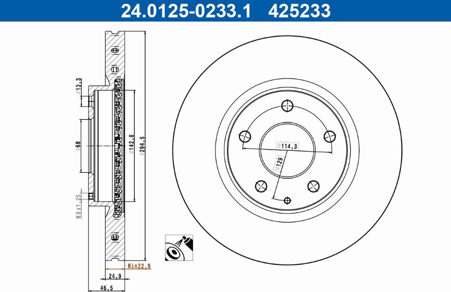 ATE 24.0125-0233.1 - Гальмівний диск autocars.com.ua
