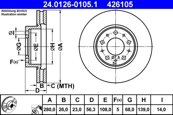 ATE 24.0126-0105.1 - Тормозной диск avtokuzovplus.com.ua