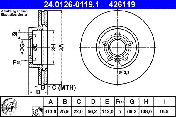 ATE 24.0126-0119.1 - Тормозной диск avtokuzovplus.com.ua
