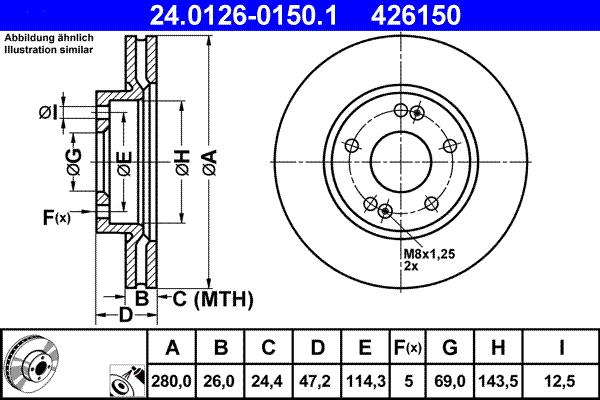 ATE 24.0126-0150.1 - Тормозной диск avtokuzovplus.com.ua