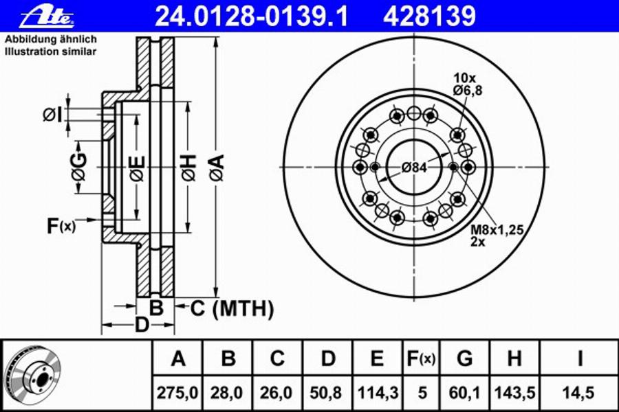 ATE 24012801391 - Тормозной диск avtokuzovplus.com.ua