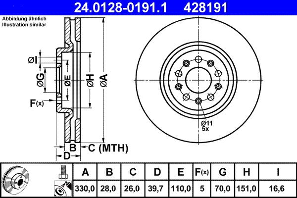 ATE 24.0128-0191.1 - Тормозной диск avtokuzovplus.com.ua