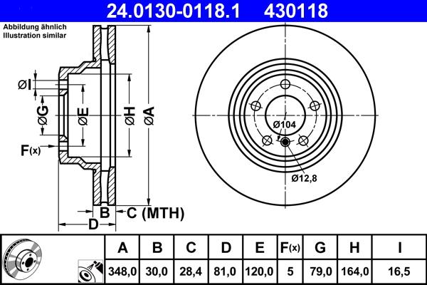 ATE 24.0130-0118.1 - Тормозной диск avtokuzovplus.com.ua