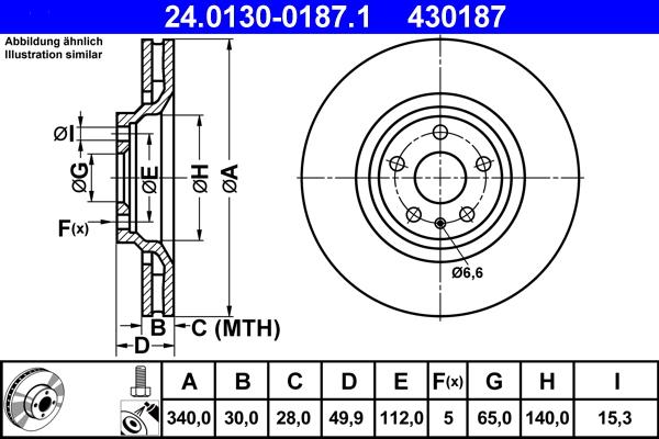 ATE 24.0130-0187.1 - Тормозной диск avtokuzovplus.com.ua