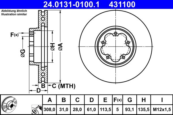 ATE 24.0131-0100.1 - Тормозной диск autodnr.net