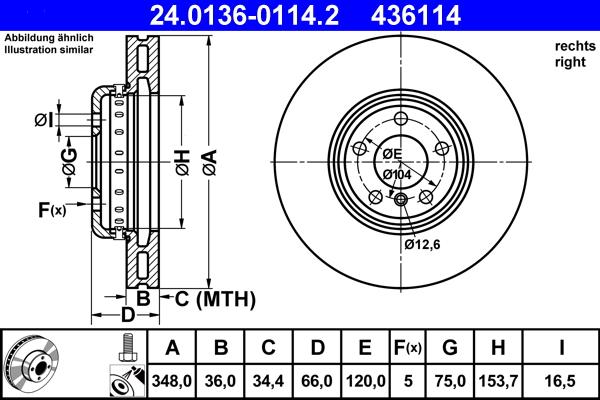 ATE 24.0136-0114.2 - Тормозной диск avtokuzovplus.com.ua