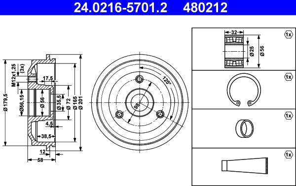 ATE 24.0216-5701.2 - Тормозной барабан avtokuzovplus.com.ua