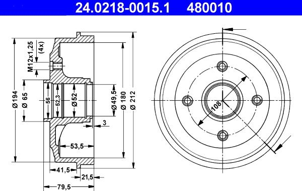 ATE 24.0218-0015.1 - Тормозной барабан avtokuzovplus.com.ua