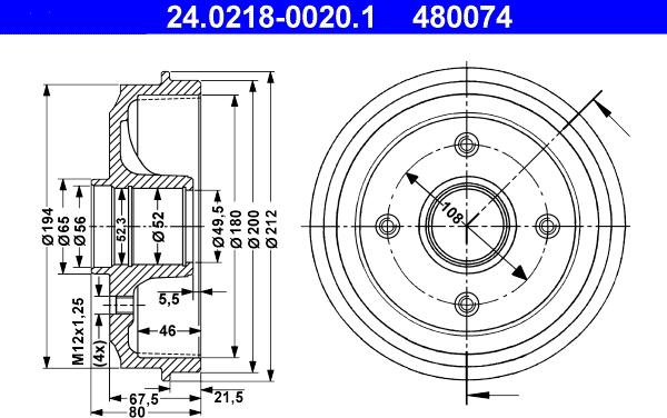 ATE 24.0218-0020.1 - Тормозной барабан avtokuzovplus.com.ua