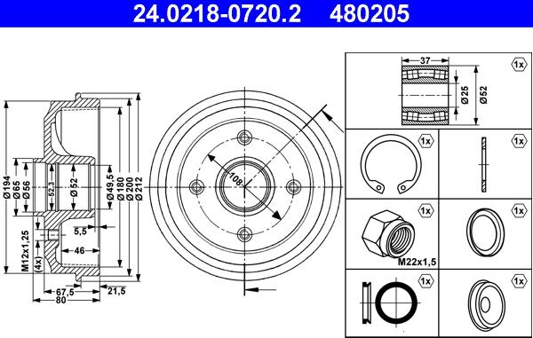 ATE 24.0218-0720.2 - Тормозной барабан avtokuzovplus.com.ua