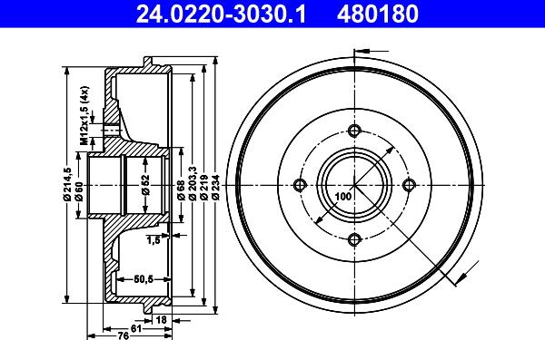 ATE 24.0220-3030.1 - Тормозной барабан avtokuzovplus.com.ua