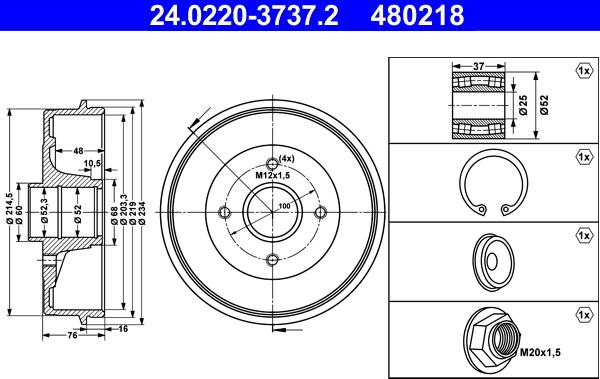 ATE 24.0220-3737.2 - Тормозной барабан avtokuzovplus.com.ua