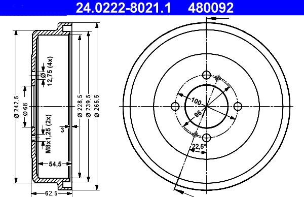 ATE 24.0222-8021.1 - Тормозной барабан avtokuzovplus.com.ua