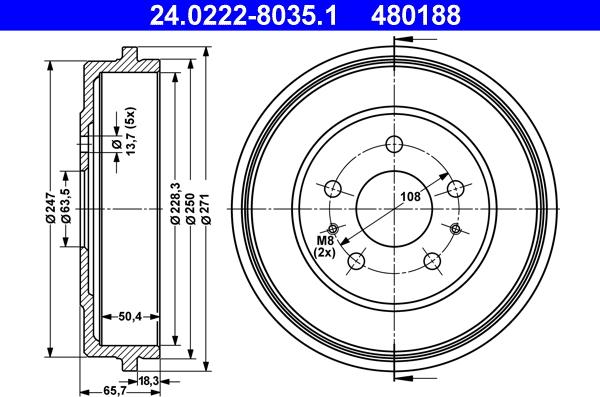 ATE 24.0222-8035.1 - Тормозной барабан avtokuzovplus.com.ua