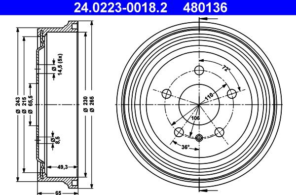 ATE 24.0223-0018.2 - Тормозной барабан avtokuzovplus.com.ua