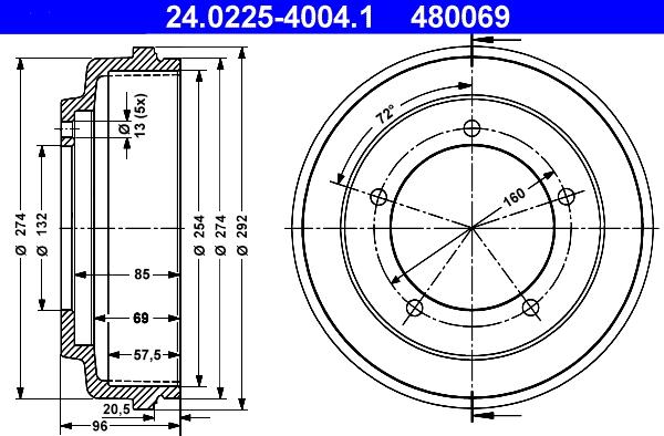 ATE 24.0225-4004.1 - Тормозной барабан avtokuzovplus.com.ua