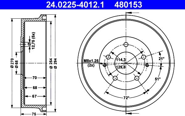 ATE 24.0225-4012.1 - Тормозной барабан avtokuzovplus.com.ua