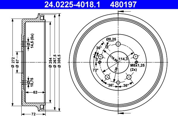 ATE 24.0225-4018.1 - Тормозной барабан avtokuzovplus.com.ua