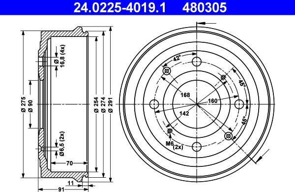 ATE 24.0225-4019.1 - Гальмівний барабан autocars.com.ua