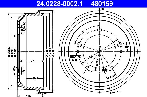 ATE 24.0228-0002.1 - Тормозной барабан avtokuzovplus.com.ua