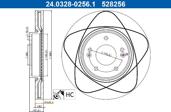 ATE 24.0328-0256.1 - Гальмівний диск autocars.com.ua