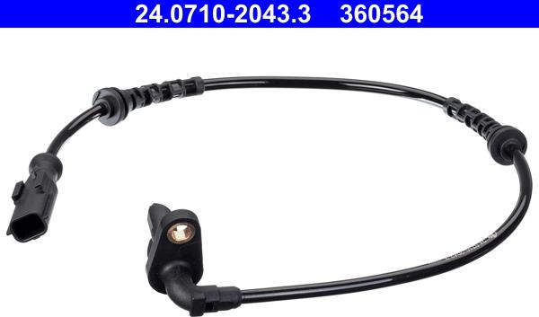 ATE 24.0710-2043.3 - Датчик ABS, частота обертання колеса autocars.com.ua