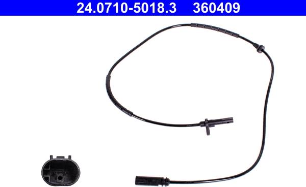 ATE 24.0710-5018.3 - Датчик ABS, частота обертання колеса autocars.com.ua