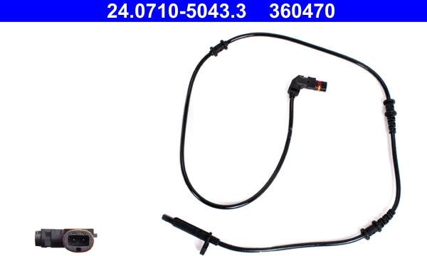 ATE 24071050433 - Датчик ABS, частота обертання колеса autocars.com.ua