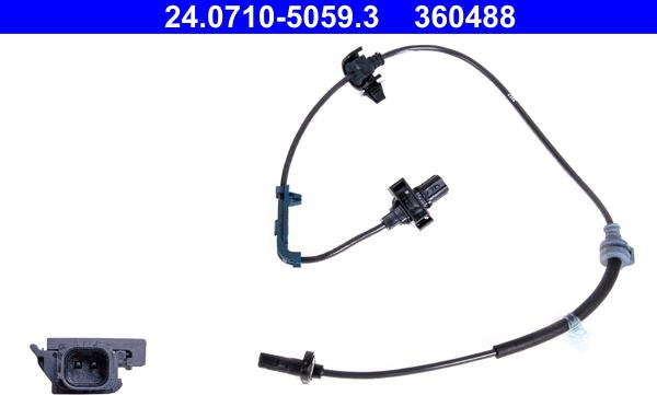 ATE 24.0710-5059.3 - Датчик ABS, частота обертання колеса autocars.com.ua