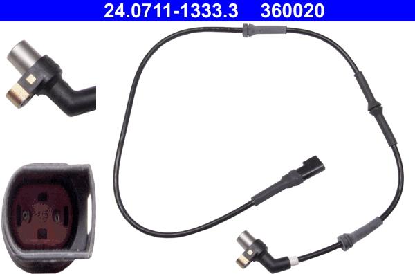 ATE 24.0711-1333.3 - Датчик ABS, частота обертання колеса autocars.com.ua