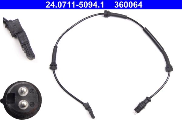 ATE 24.0711-5094.1 - Датчик ABS, частота обертання колеса autocars.com.ua