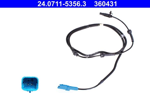 ATE 24.0711-5356.3 - Датчик ABS, частота обертання колеса autocars.com.ua