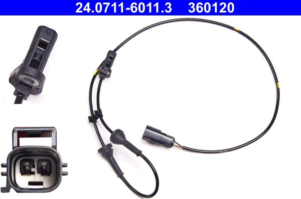 ATE 24.0711-6011.3 - Датчик ABS, частота обертання колеса autocars.com.ua