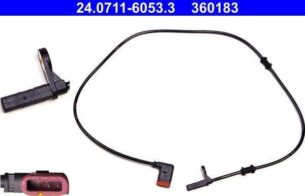 ATE 24.0711-6053.3 - Датчик ABS, частота обертання колеса autocars.com.ua