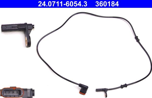 ATE 24.0711-6054.3 - Датчик ABS, частота обертання колеса autocars.com.ua