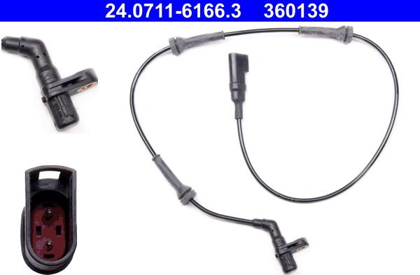 ATE 24.0711-6166.3 - Датчик ABS, частота обертання колеса autocars.com.ua