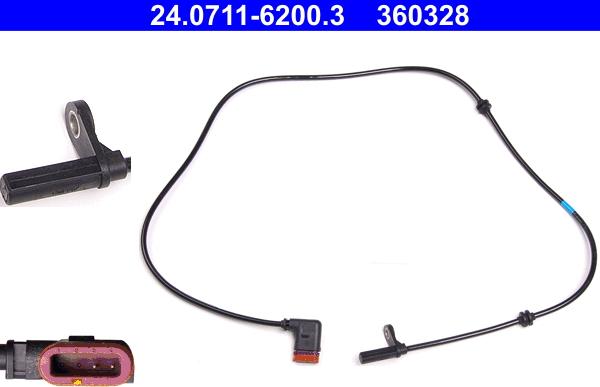 ATE 24.0711-6200.3 - Датчик ABS, частота обертання колеса autocars.com.ua